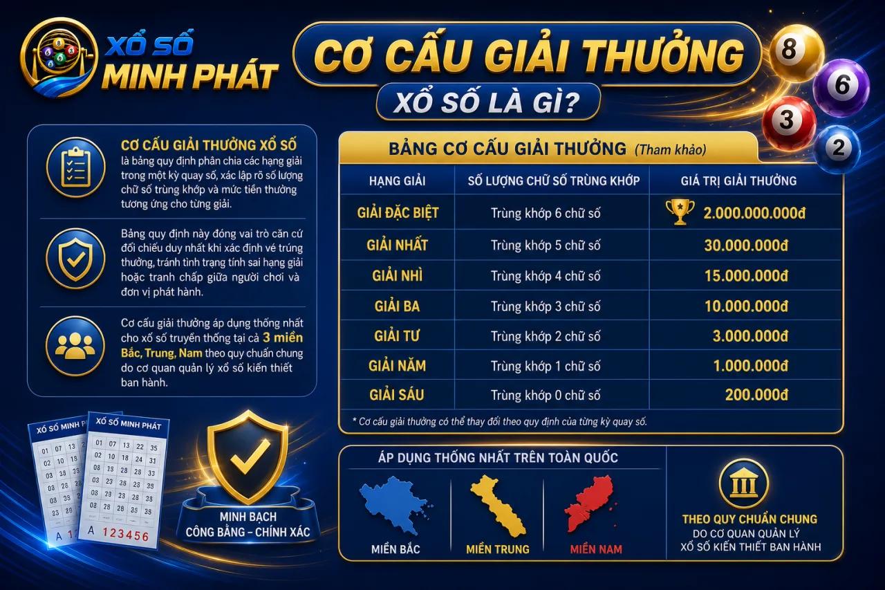 Cơ cấu giải thưởng xổ số gồm những giải nào? Lịch quay thưởng 3 miền