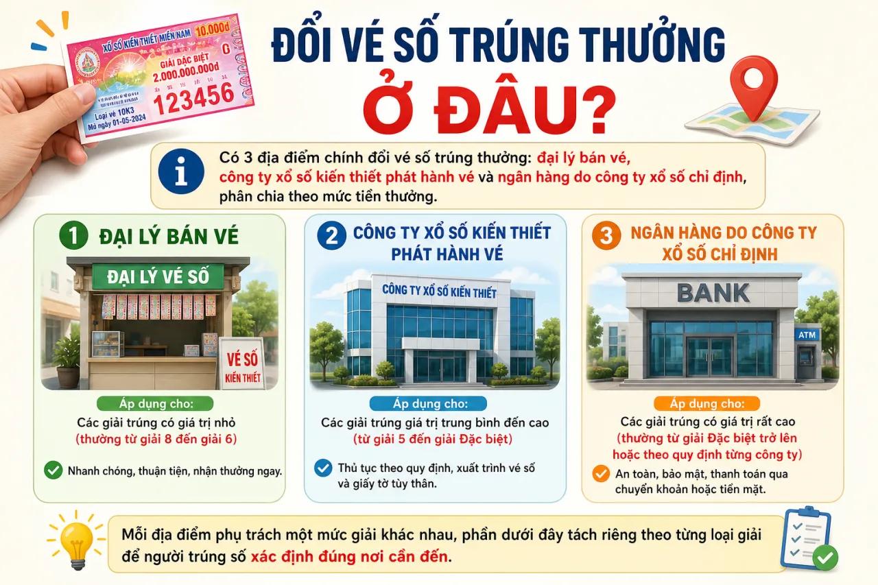 Đổi vé số trúng ở đâu: Địa điểm và thủ tục lĩnh thưởng