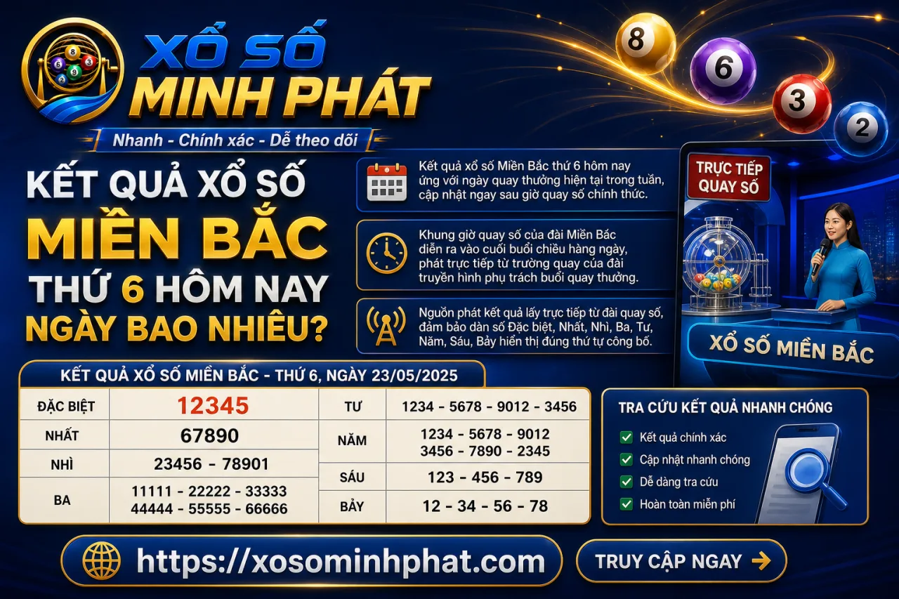 Kết quả xổ số Miền Bắc thứ 6 hôm nay ngày bao nhiêu