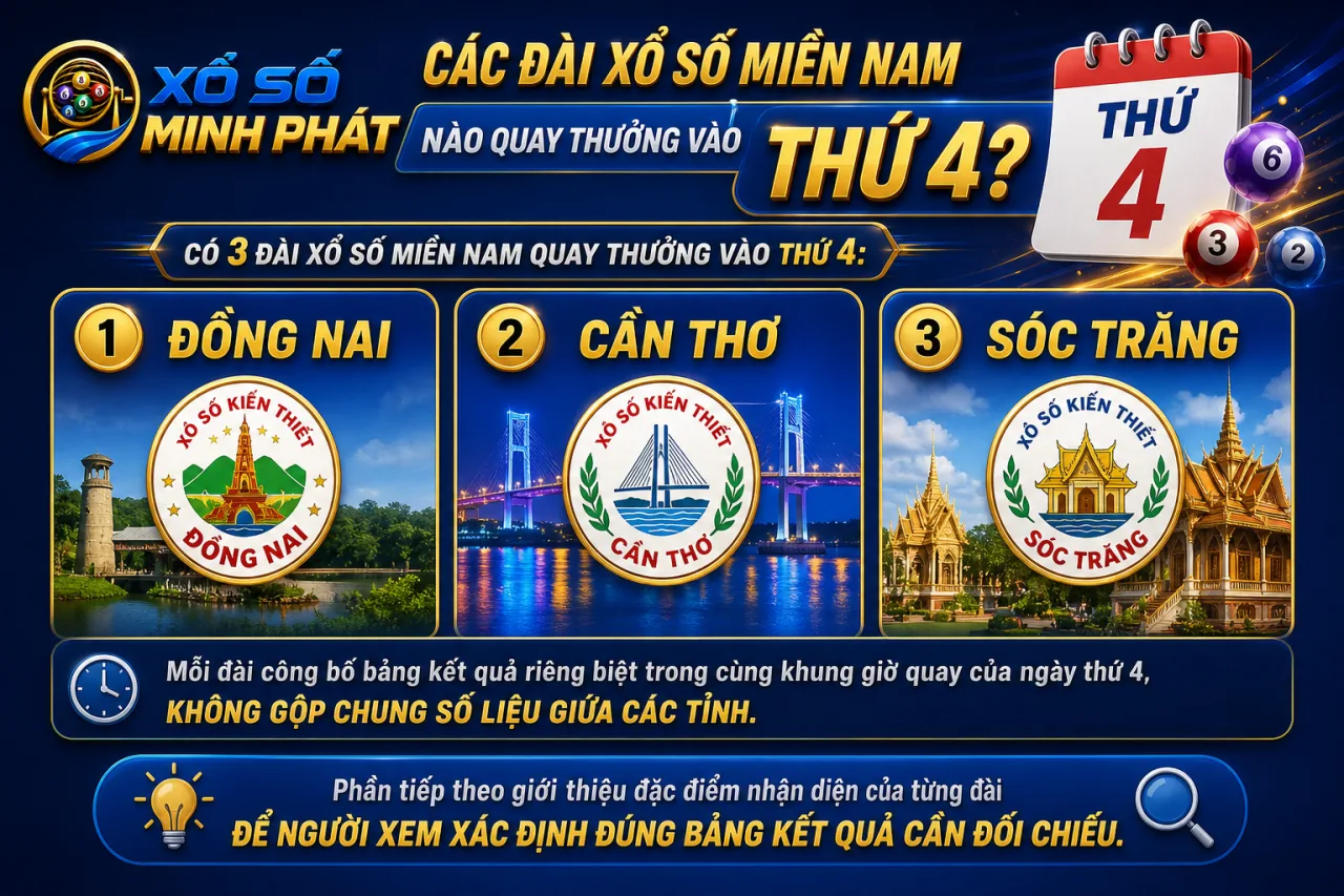 Các đài xổ số Miền Nam nào quay thưởng vào Thứ 4