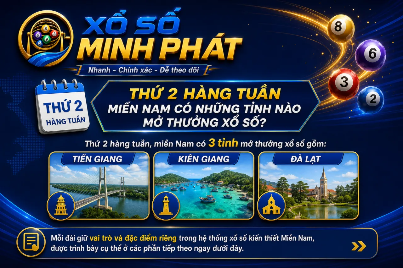 Thứ 2 hàng tuần miền Nam có những tỉnh nào mở thưởng xổ số