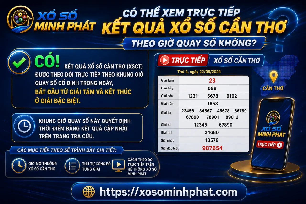 Có thể xem trực tiếp kết quả xổ số Cần Thơ theo giờ quay số