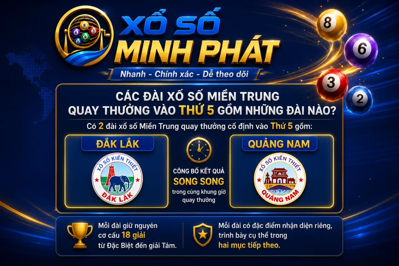 Các đài xổ số Miền Trung quay thưởng vào Thứ 5 gồm những đài nào