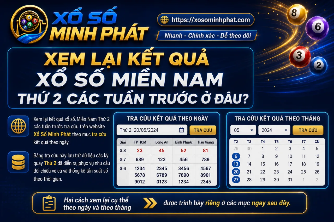 Xem lại kết quả xổ số Miền Nam Thứ 2 các tuần trước ở đâu