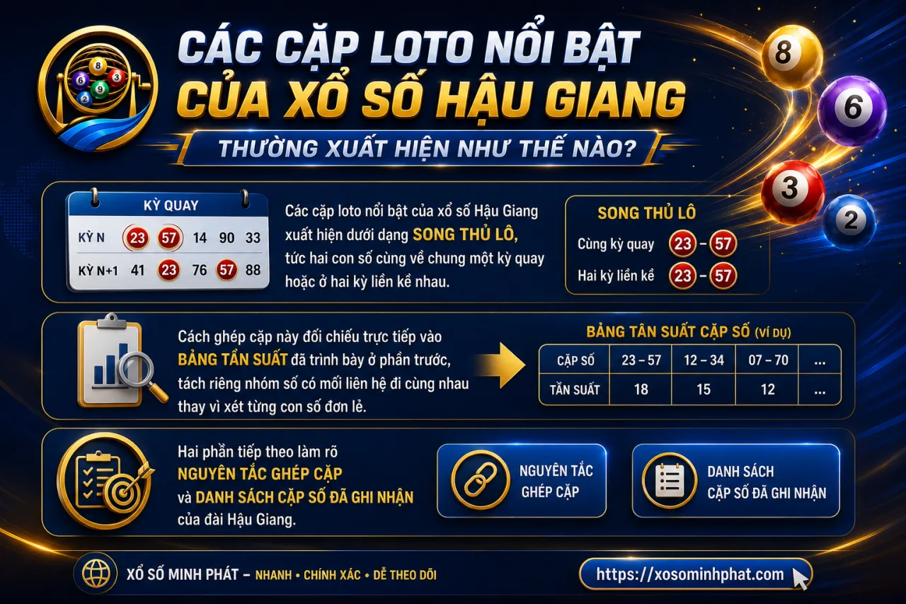 Các cặp loto nổi bật của xổ số Hậu Giang thường xuất hiện