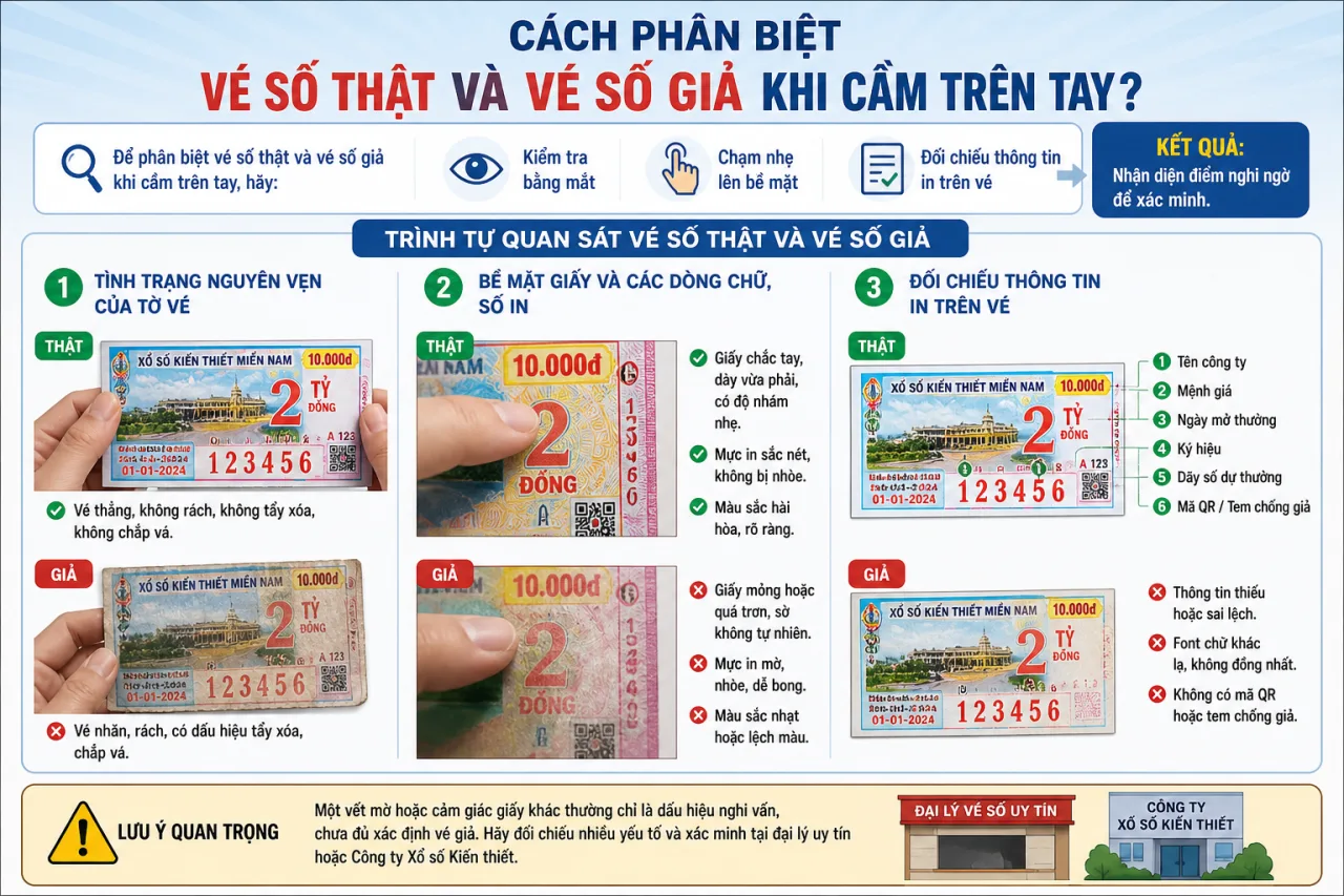 phân biệt vé số thật và vé số giả khi cầm trên tay