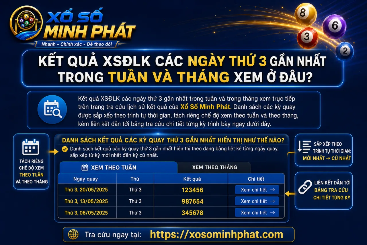 Kết quả XSĐLK các ngày thứ 3 gần nhất trong tuần và tháng xem ở đâu