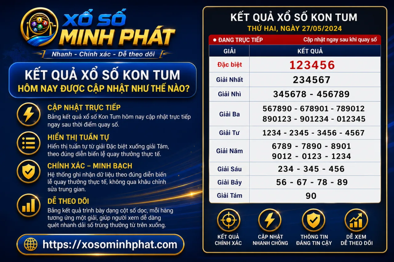 Kết quả xổ số Kon Tum hôm nay được cập nhật