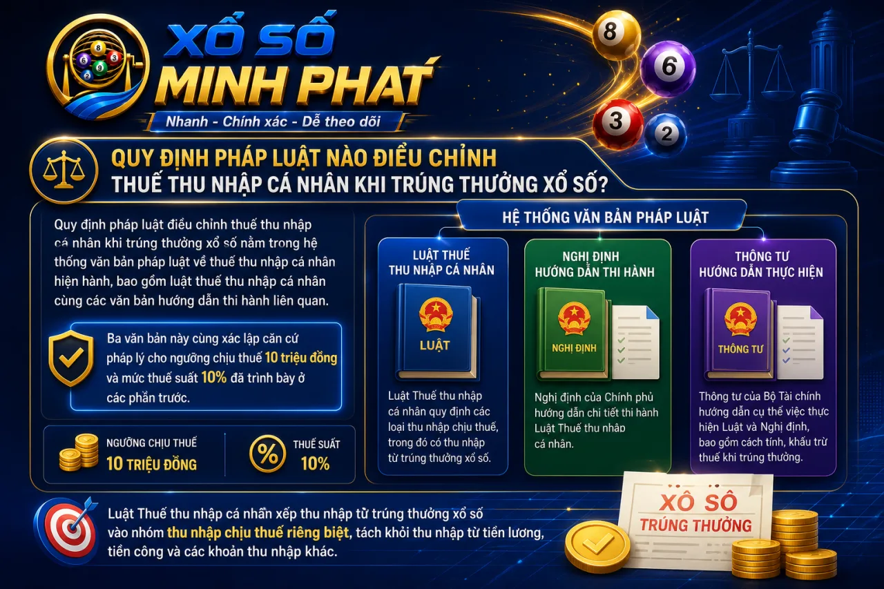 Quy định pháp luật nào điều chỉnh thuế thu nhập cá nhân khi trúng thưởng xổ số
