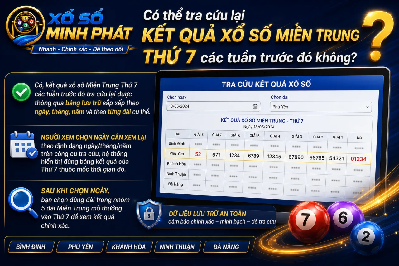 Có thể tra cứu lại kết quả xổ số Miền Trung Thứ 7 các tuần trước đó