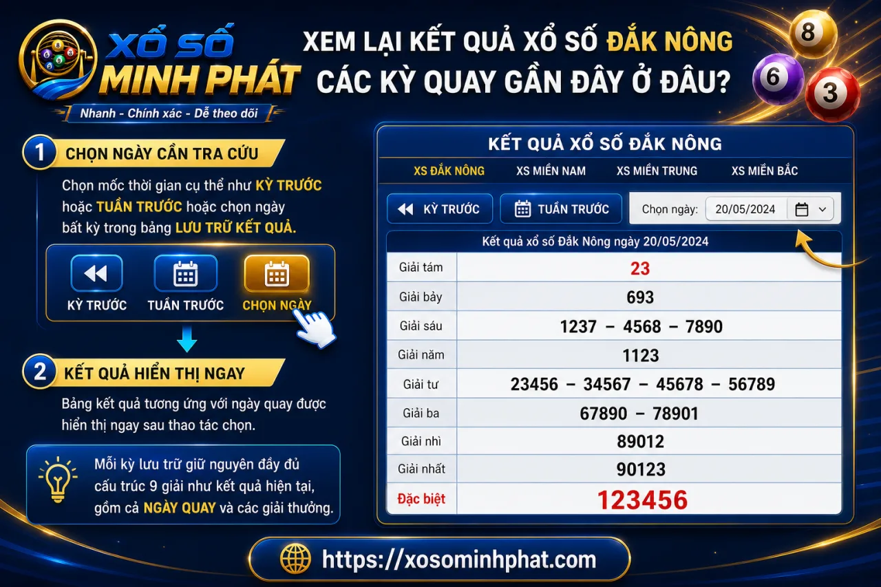 Xem lại kết quả xổ số Đắk Nông các kỳ quay gần đây ở đâu
