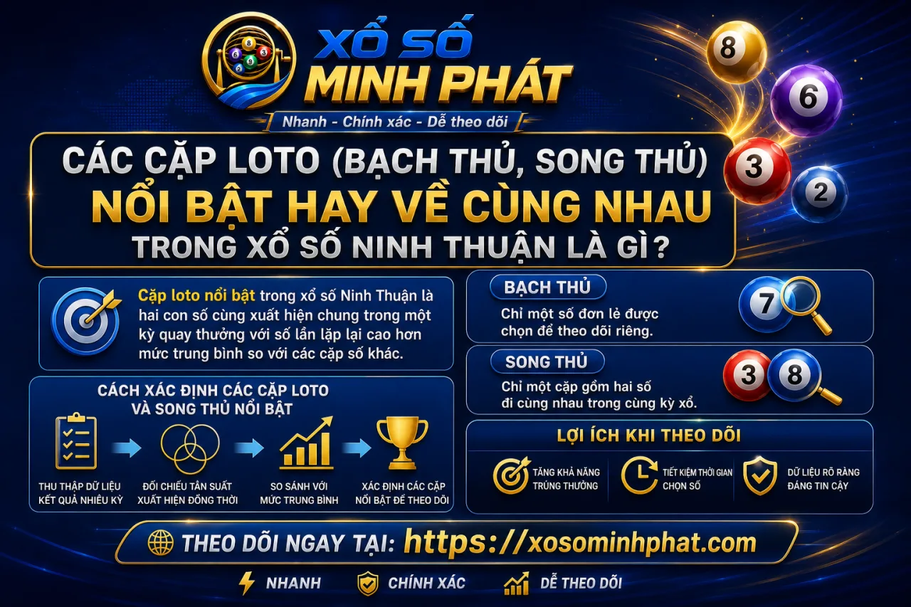 Các cặp loto (bạch thủ, song thủ) nổi bật hay về cùng nhau trong xổ số Ninh Thuận