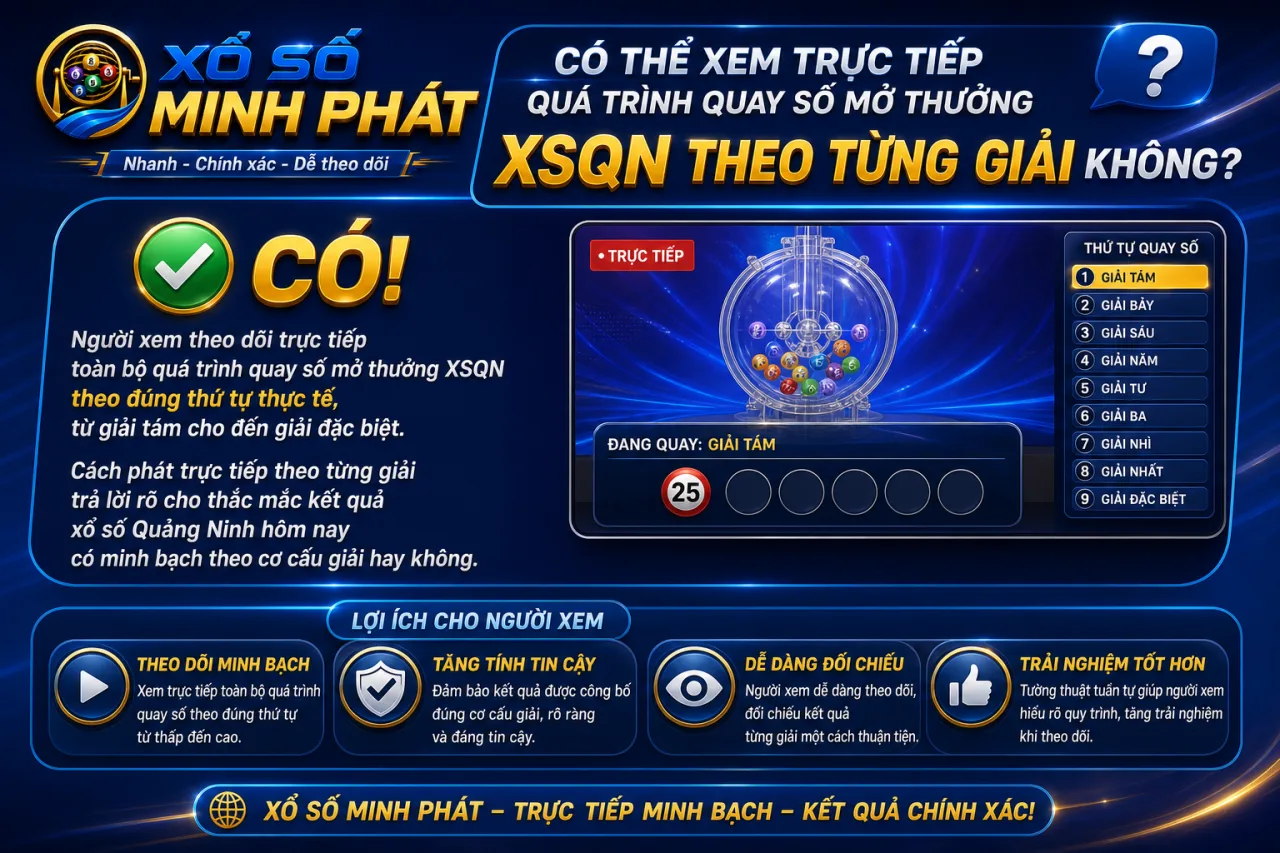 Có thể xem trực tiếp quá trình quay số mở thưởng XSQN theo từng giải