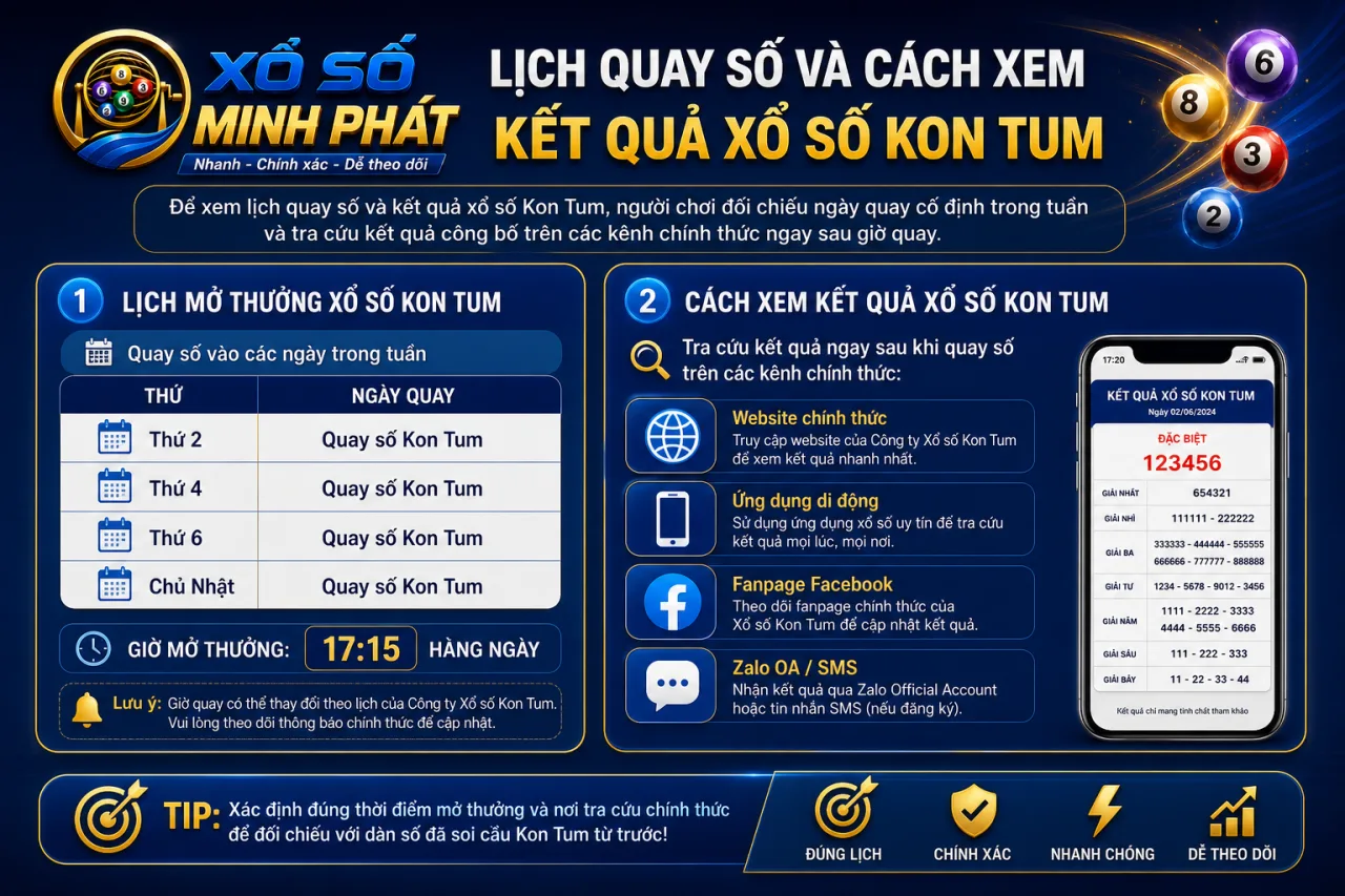 Lịch quay số và cách xem kết quả xổ số Kon Tum